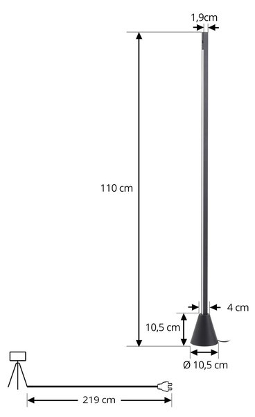 Podne Lampa Lucande, Linija, prigušiv, Crno, Blagovaonica, Aluminij, Moderan