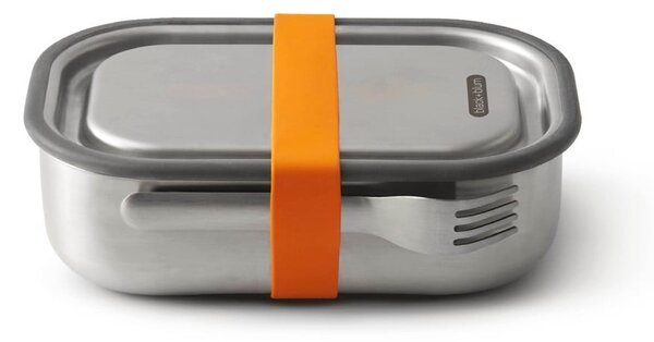 Kutija za užinu od nehrđajućeg čelika s narančastom trakom Crna + Blum, 1000 ml