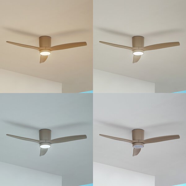 Sorin LED vanjski stropni ventilator bež boje - Lucande Lucande, Sorin, Bež, Dnevna soba, Metal, Moderan