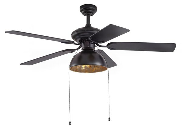 Stropni ventilator Shamoian s rasvjetom, tih, Ø 130 cm - Lucande Lucande, Shamoian, Crno, Dnevna soba, Metal, Vintage