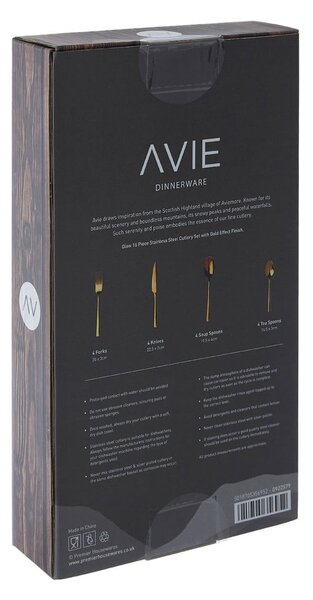 Pribor 16 kom od nehrđajućeg čelika u zlatnoj boji Avie – Premier Housewares