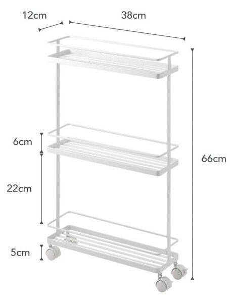 Bijeli metalni regal na kotačima 38x66 cm Tower – YAMAZAKI