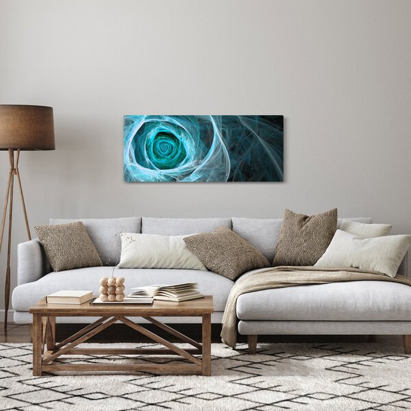 Slika - Apstraktna ružičasto plava s crnom pozadinom (120x50 cm)