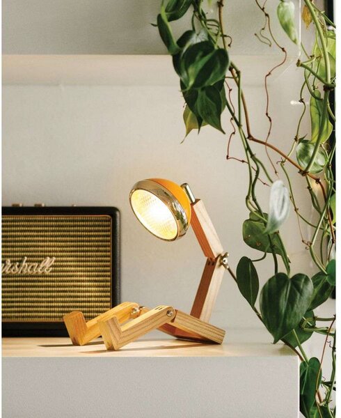 Stolne Lampa MR. WATTSON, Naranča, Dnevna soba, Drvo, Vintage