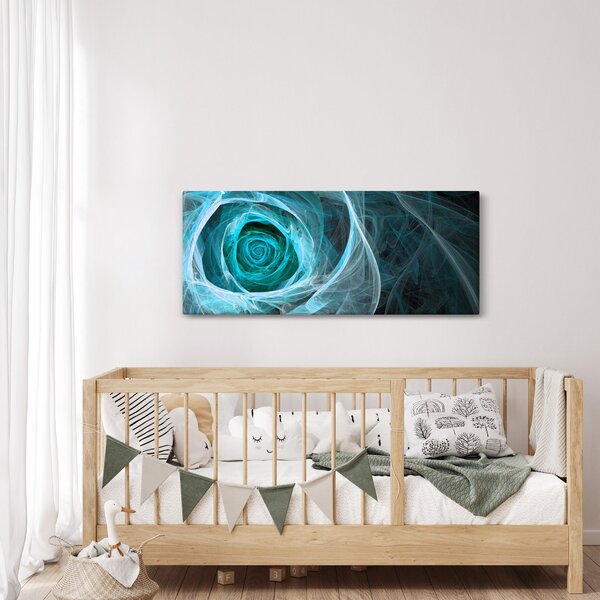 Slika - Apstraktna ružičasto plava s crnom pozadinom (120x50 cm)