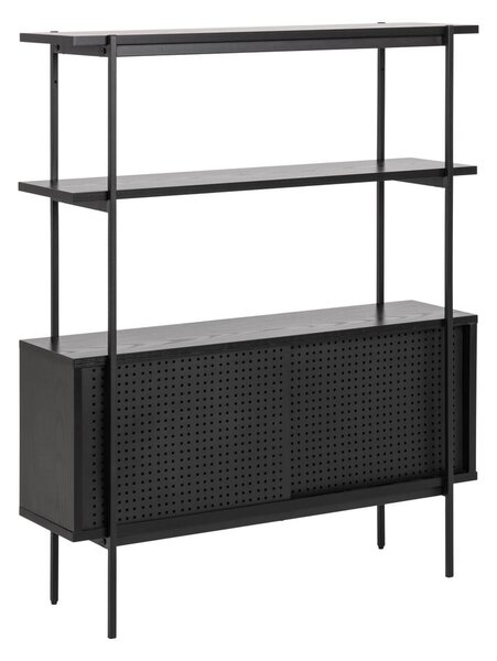 Crna biblioteka u dekoru jasena s kliznim vratima 94x114 cm Angus – Actona