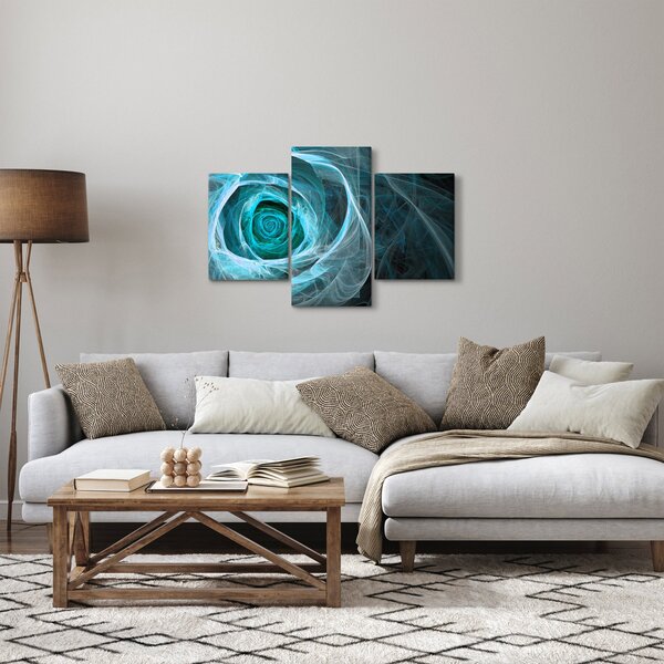 Slika - Apstraktna ružičasto plava s crnom pozadinom (90x60 cm)