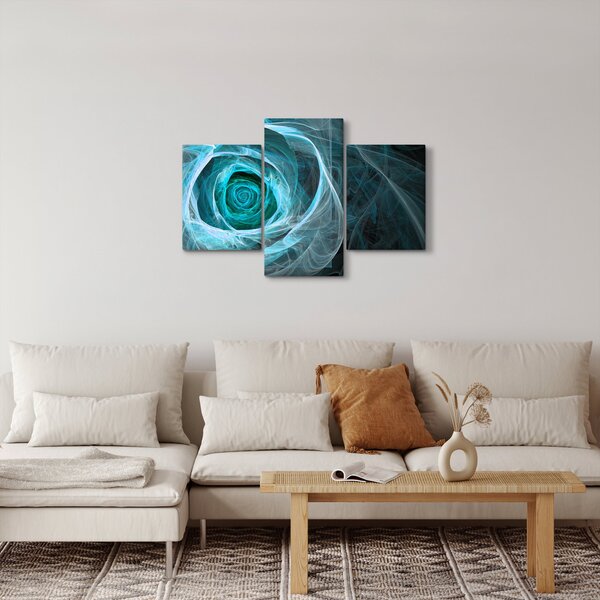 Slika - Apstraktna ružičasto plava s crnom pozadinom (90x60 cm)