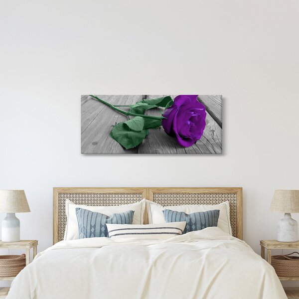 Slika - Ljubičasta ruža sa zelenom stabljikom (120x50 cm)