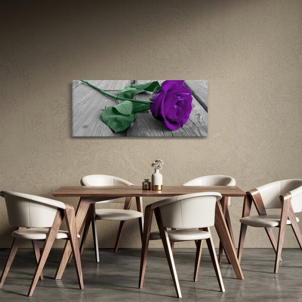 Slika - Ljubičasta ruža sa zelenom stabljikom (120x50 cm)