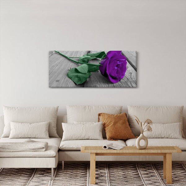 Slika - Ljubičasta ruža sa zelenom stabljikom (120x50 cm)