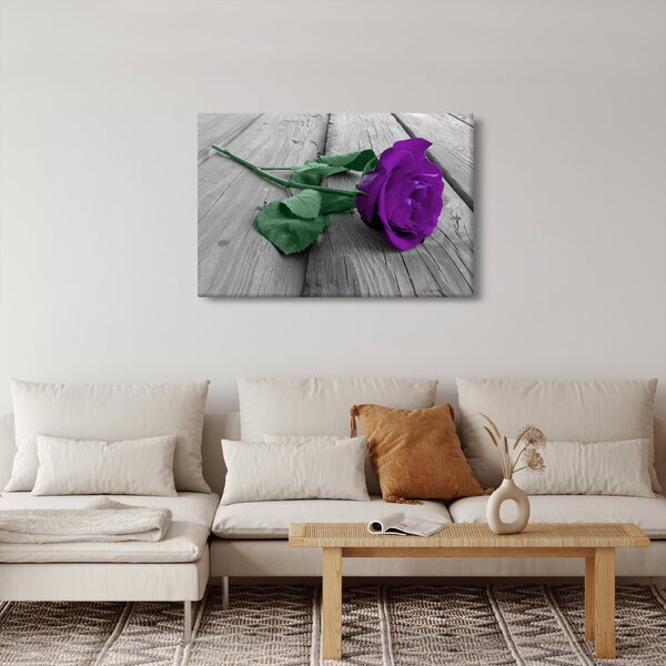 Slika - Ljubičasta ruža sa zelenom stabljikom (90x60 cm)