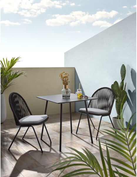 Crni stolić Kave Home Ulrich, 75 x 75 cm