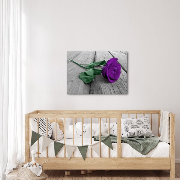 Slika - Ljubičasta ruža sa zelenom stabljikom (70x50 cm)