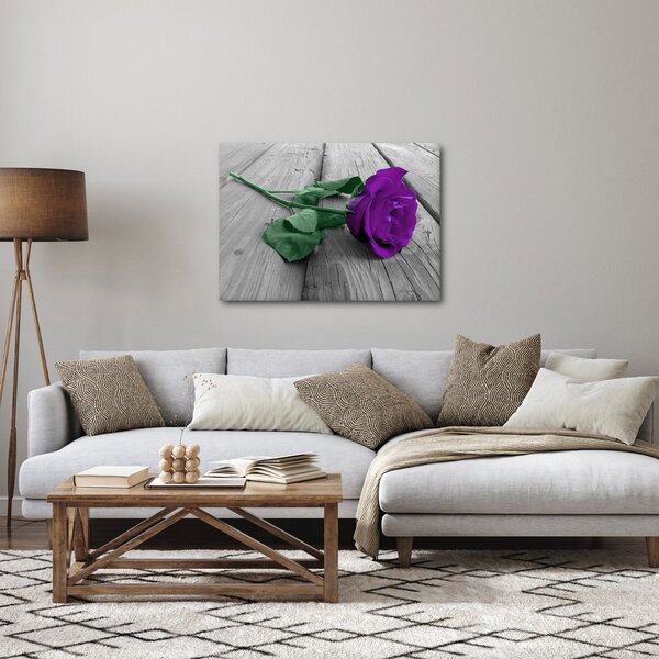 Slika - Ljubičasta ruža sa zelenom stabljikom (70x50 cm)