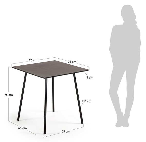 Crni stolić Kave Home Ulrich, 75 x 75 cm