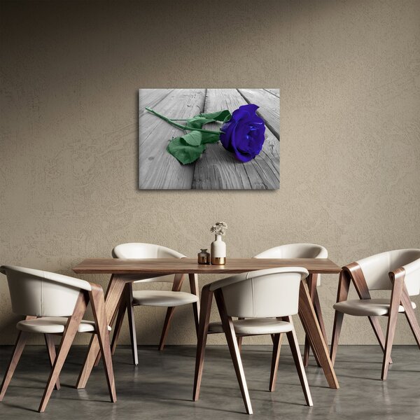 Slika - Plava ruža sa zelenom stabljikom (70x50 cm)
