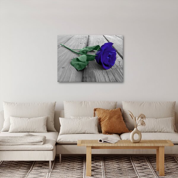 Slika - Plava ruža sa zelenom stabljikom (70x50 cm)