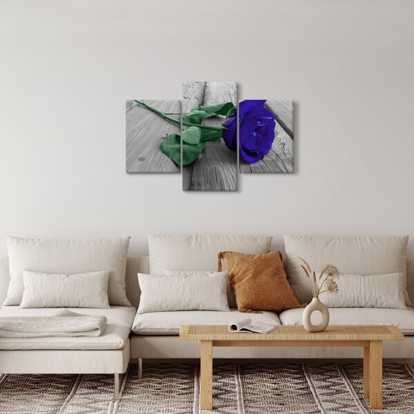Slika - Plava ruža sa zelenom stabljikom (90x60 cm)