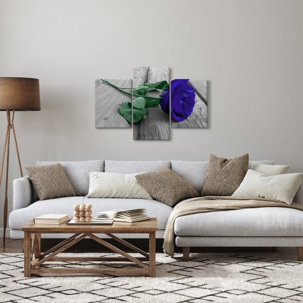 Slika - Plava ruža sa zelenom stabljikom (90x60 cm)