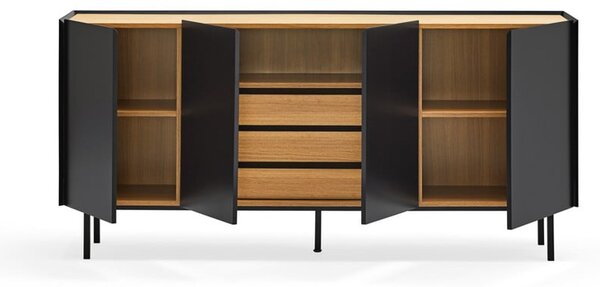 Crna niska komoda u dekoru hrasta 165x78 cm Arista – Teulat