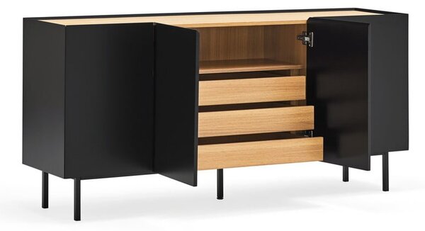 Crna niska komoda u dekoru hrasta 165x78 cm Arista – Teulat