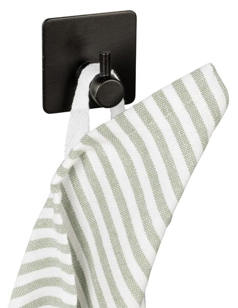 Crne samoljepljive kuke u setu od nehrđajućeg čelika 2 kom Black Outdoor Kitchen Ureo – Wenko