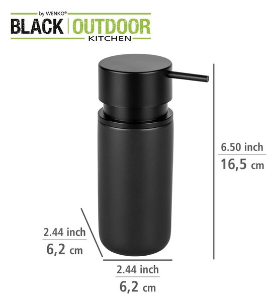 Crni keramički dozator za sapun Wenko Black Outdoor Kitchen Silo