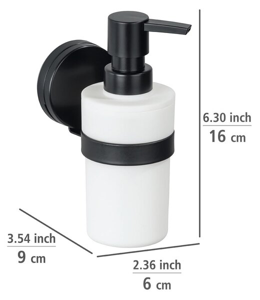 Crno-bijeli zidni dozator sapuna Wenko Static-Loc® Plus