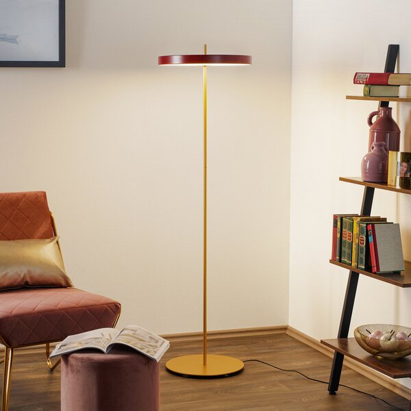 Podne Lampa UMAGE, Asteria Floor, prigušiv, Crvena, Dnevna soba, Metal, Dizajn