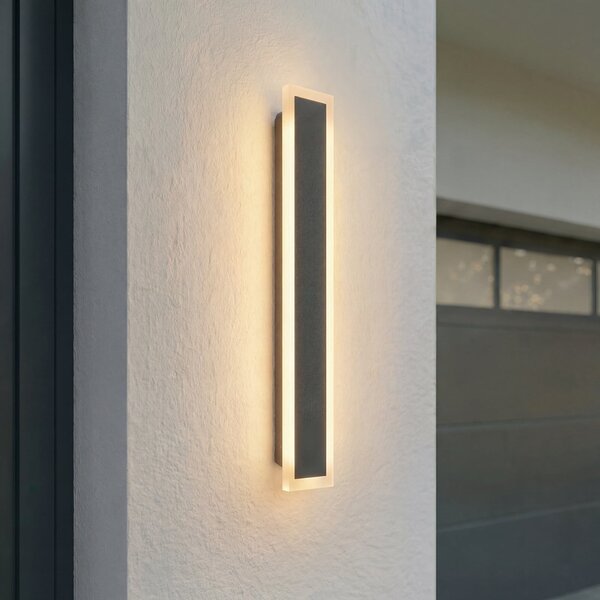 Lucande Ilora vanjska zidna LED svjetiljka, crna, 60 cm, CCT, IP65, Crno, Nehrđajući čelik