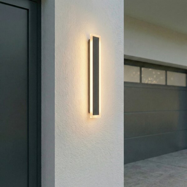 Lucande Ilora vanjska zidna LED svjetiljka, crna, 60 cm, CCT, IP65, Crno, Nehrđajući čelik