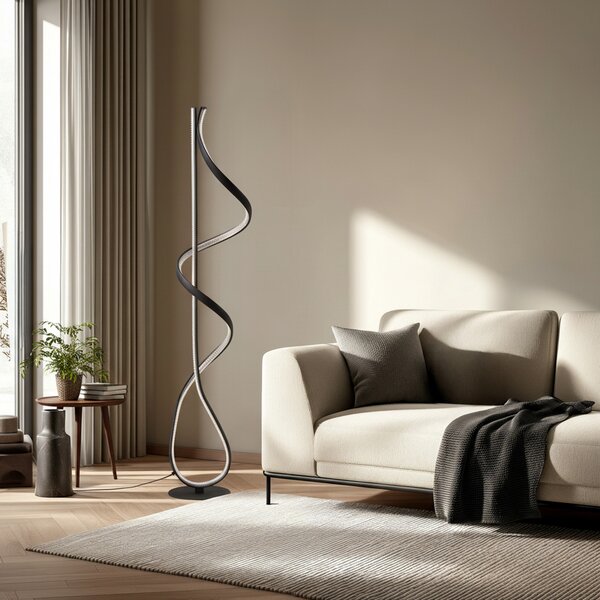 Podne Lampa Lucande, Rodado, Crno, Dnevna soba, Metal, Moderan