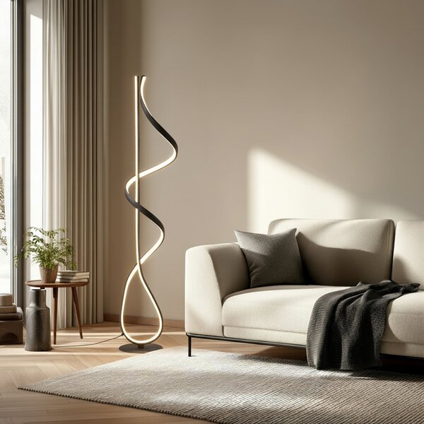 Podne Lampa Lucande, Rodado, Crno, Dnevna soba, Metal, Moderan