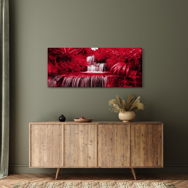 Slika - Indonezijski vodopadi u crvenoj boji (120x50 cm)