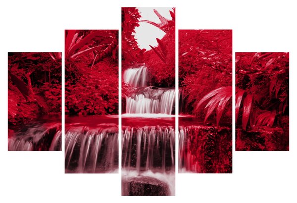 Slika - Indonezijski vodopadi u crvenoj boji (150x105 cm)