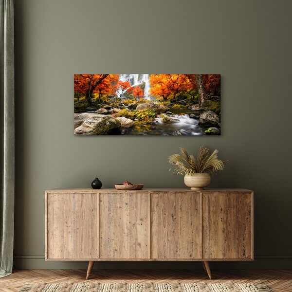 Slika - Slapovi u jesenskom pejzažu, narančasti (120x50 cm)