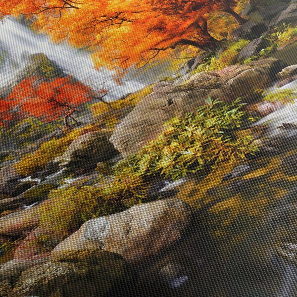 Slika - Slapovi u jesenskom pejzažu, narančasti (70x50 cm)