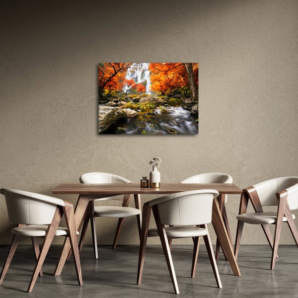 Slika - Slapovi u jesenskom pejzažu, narančasti (70x50 cm)
