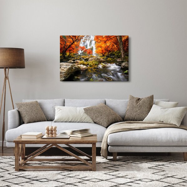 Slika - Slapovi u jesenskom pejzažu, narančasti (90x60 cm)