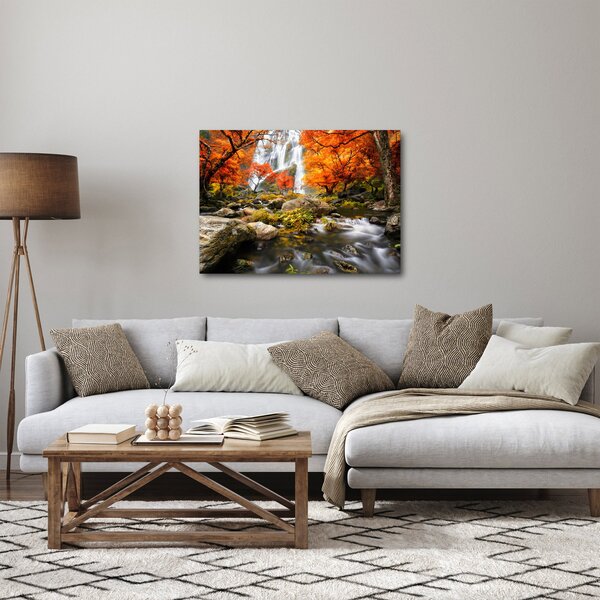 Slika - Slapovi u jesenskom pejzažu, narančasti (70x50 cm)
