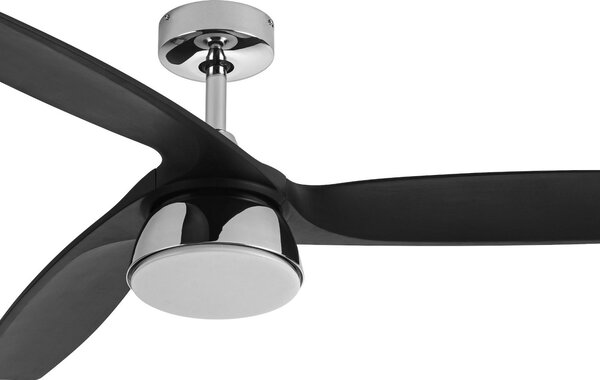 Bronx LED stropni ventilator DC, tih, 132 cm, CCT - Beacon Beacon Lighting, Bronx, prigušiv, Crno, Dnevna soba, Plastika, Moderan
