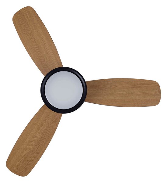 Stropni ventilator Flusso s rasvjetom, crni, 132 cm, tih, Beacon Beacon Lighting, Flusso, prigušiv, Crno, Dnevna soba, Drvo, Moderan