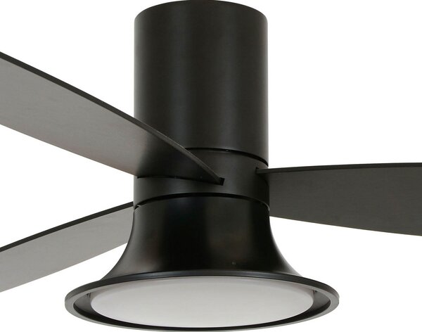 Stropni ventilator Flusso s rasvjetom, crni, 132 cm, tih, Beacon Beacon Lighting, Flusso, prigušiv, Crno, Dnevna soba, Drvo, Moderan