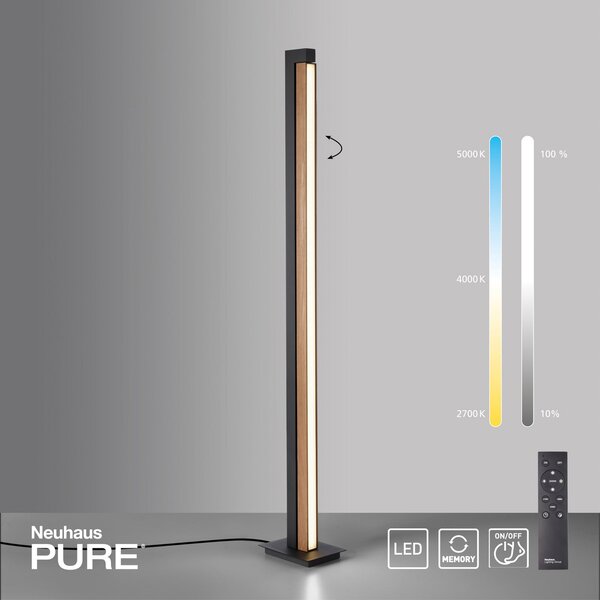 Podne Lampa PURE, PURE Lines Floor, prigušiv, Drvo, Dnevna soba, Drvo