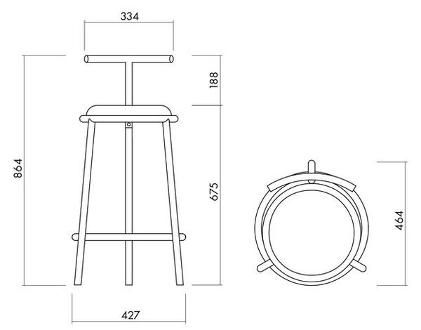 Plava metalna barska stolica (visine sjedala 68 cm) Hogo – noo.ma