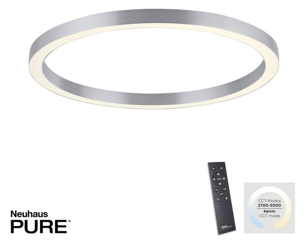 Stropne Svjetiljka PURE, PURE Lines Round, prigušiv, Sivo, Dnevna soba, Metal, Moderan