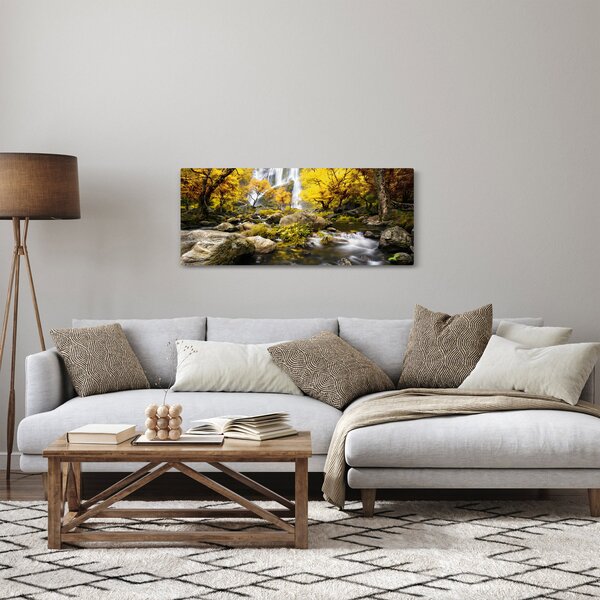 Slika - Slapovi u jesenskom pejzažu, žuti (120x50 cm)