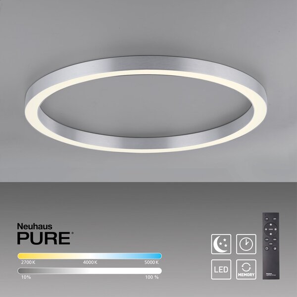 Stropne Svjetiljka PURE, PURE Lines Round, prigušiv, Sivo, Dnevna soba, Metal, Moderan