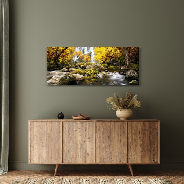Slika - Slapovi u jesenskom pejzažu, žuti (120x50 cm)